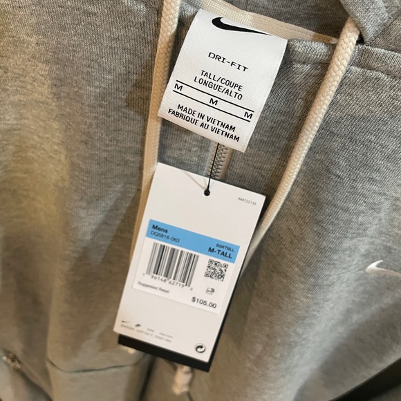 Nike Gray Basketball Hoodie Medium Tall NEW - Picture 2 of 3